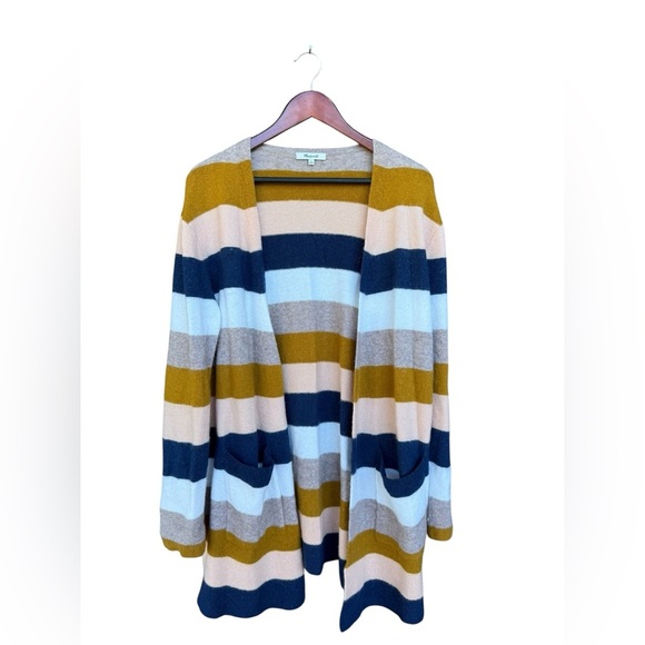 Madewell Cardigan Womens L Large Kent Stripe Bengali Indigo Alpaca Wool Sweater - Picture 5 of 7